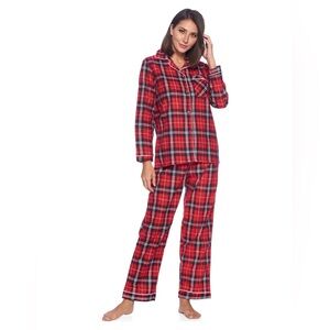 Casual Nights Women Flannel Pajama Set XL Paisley Button Down Long Sleeve Cotton